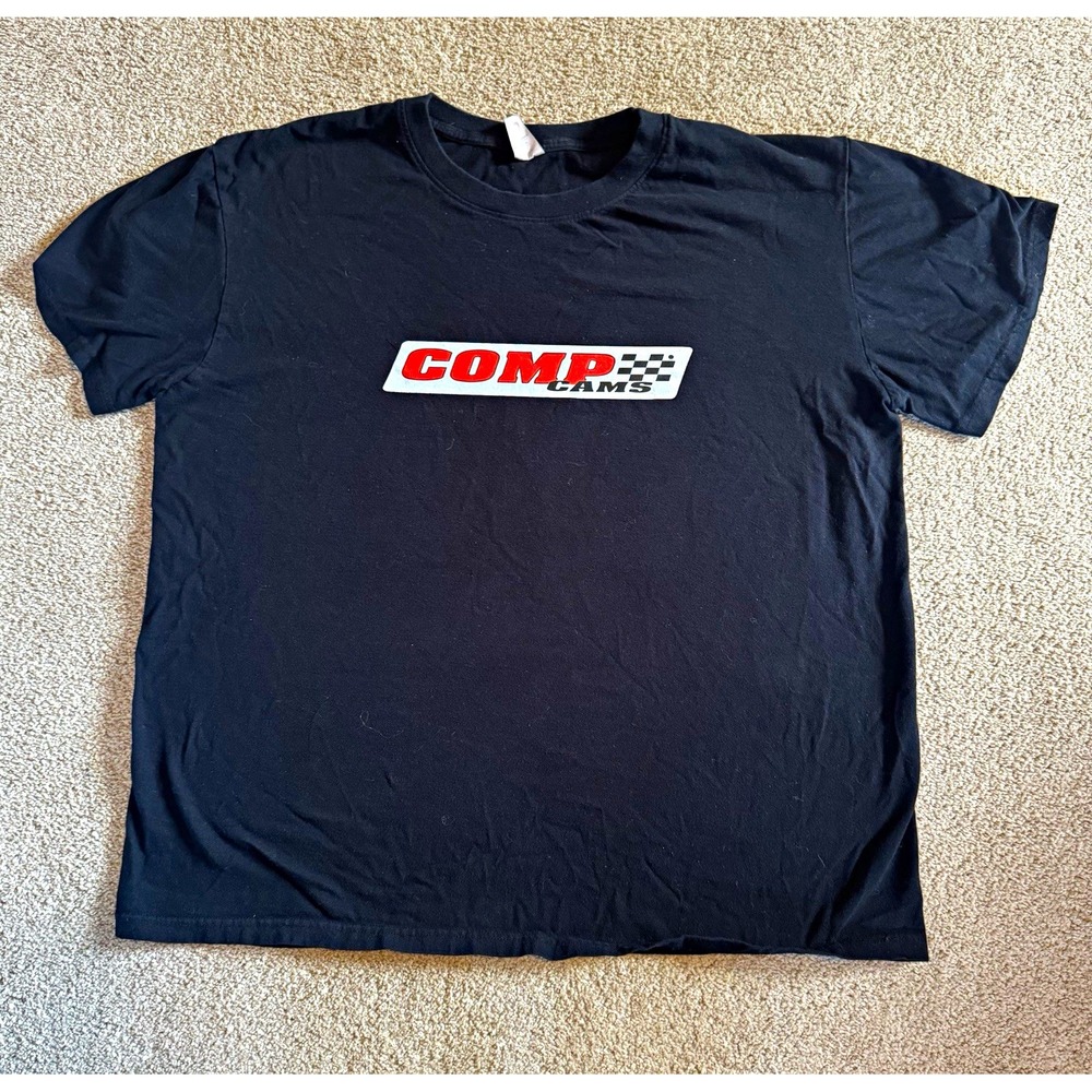 Mens Black Comp Cams Tee Crew Neck Short Sleeve Cotton Knit Regular XL Car brand
